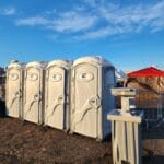 grey units portable toilets rental at stc