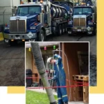 worker running vacuum truck